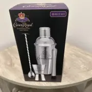 Crown Royal Stainless Steel Bar Tools 4 Piece Set/ Shakers/muddler/spoon/jigger