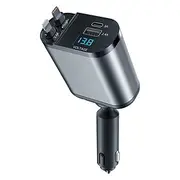 Retractable Car Charger 4 in 1 Fast Car Phone Charger Adapter with Type C Apple Cords Compatible with iPhone 16/15/14/13/12/11, Galaxy, Pixel