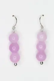 Kunzite Purple Lavender 8mm Gemstone Ball Earrings .925 Sterling Silver 1.50"