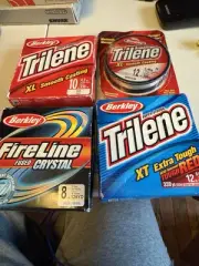 Fishing Line Mix Pack 4 Rolls Diferent Zises Color Clear & 1 Red Color