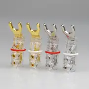 4/8PCS Y Spade Banana Plug Connector Gold/Rhodium Plated Speaker Cable Terminals