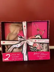 Betsey Johnson Blush Hat And Floral Card Case Wallet Gift Box Set NWT