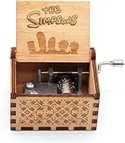 Mini Music Box Hand Engraved Hand Crank Wooden Music Box Christmas Valentine's Day 18 Notes (The Simpsons)