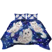 Cute Star Angels White Kitty Cats in Space Coverlet