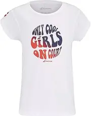 [Babolat] Graphic T-Shirt for Girls, Model Exercise tee Shirt, Short Sleeve, Crew Neck, 100% Cotton, Comfortable and Stylish for Sports Activities.