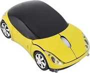 2.4G Wireless Mouse, Car Shape Bluetooth Optical Mouse with USB Receiver for Mac OS for Win, Up to 1600 DPI, Portable PC Laptop Mice for Gaming Office (Yellow)