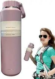 Hydration Flask, Travel Tumbler, Steel Container, Double Wall Vacuum Insulation, Leakproof Screw Cap, 24 Oz Black Bottle, Convenient for Outdoor Adventures, Gym, School Use
