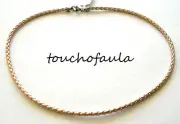Braided Rose Color Leather Necklace 16" with Sterling Silver Lobster Clasp.