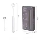 White Electric Milk Frother Handheld - USB Rechargeable Milk Foamer with 2 Whisk
