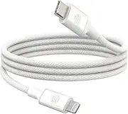 AT&T 6ft MFi Certified Lightning Cable for Fast Charging and Data Transfer – Braided, Tangle-Free, Safe for iPhone & iPad, White