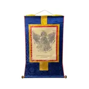 Tibetan Print Fabric Trim Guardian Buddha Deity Art Wall Scroll Thangka ws2205