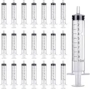 20Pcs Plastic Syringes, 10ml No Needle Measuring Syringe, Individually Sealed Tool Reusable Applicator for Industrial Feeding Pets Lab Watering Refill Liquids Oil Glue Scientific Experiments