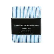 Printed Microfiber Sheet Set Double Blue Lines