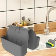 Sponge Holder for Kitchen Sink, Silicone Sink Saddle Caddy Dark Gray