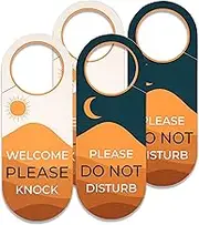 Please Do Not Disturb Sign/Welcome Please Knock - 2 Pack - 9 "x 3.5" - Universal Fit for All Doors - Perfect hanging signs for Bedroom, Hotel, or Home Office to Ensure Privacy and People Do Not Enter