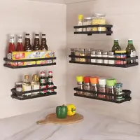 在飛比找ETMall東森購物網優惠-黑色醬油架墻上免打孔調味品廚房置物架調料架壁掛醬料瓶雜物收納