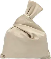 [sourcing map] Velvet Wrist Knot Tote Bag, Women's Wristlet Knot Pouch Clutch Wristlet Sleeve Handbag Small Wrist Knotted Evening Purse Bag, White