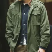 Men Jackets Army Green Denim Jacket Military Windbreaker Solid Coat Clothes