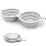 SLSON Collapsible Dog Bowls,Integrated Molding Dog Double Bowl No Plastic Rim...