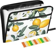 Quteprint 13 Pockets Expanding File Folder with Zipper Closure, Lemon Flower Leaves Accordion File Folder with Sticky Labels, Letter Size A4 Papers Expandable File Document Organizer