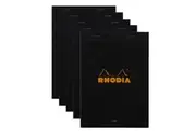 5x Rhodia No.16 Top Stapled A5 Notepad Office Stationery Ruled w Margin Black