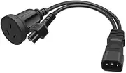 Toptekits C14 to C5 + AU Y Splitter Power Plug Cord, Single IEC 320 C14 Male to C5 + AU Female Splitter Adapter Cable Cord (C14 to C5/AU)