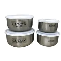 在飛比找蝦皮購物優惠-Linox 天堂鳥八件式不鏽鋼調理碗組 (附蓋) 保鮮盒