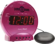 Sonic Bomb Extra Loud Alarm Clock Bed ShakerVibrate Alert + AU Adaptor PINK