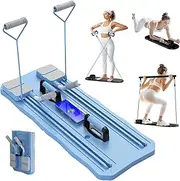 2 in1 Pilates Board Ab Roller Exercise Wheel, Foldable Pilates Reformer Board with Elbow Support with Automatic Rebound, Durable Ab Roller for Core Strength & Abdominal Training