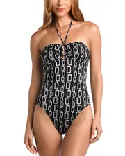 L'Agence Emila Geo Halter Bandeau One Piece Swimsuit