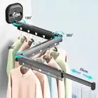 Wall Mounted Extendable Laundry Drying Rack Clothing Storage Shelf Household
