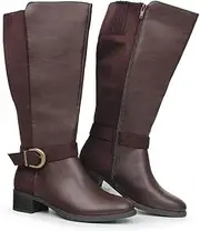 [Hawkwell] Women's Extra Wide Calf Pull On Side Zipper Knee High Boots