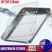 Stainless Steel Roasting Baking Tray with Oil Drain Rack Toaster Oven & BBQ Pan