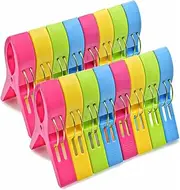 iDopick 16 Pack Beach Towel Clips, Plastic Chair Clips Towel Holder Clothes Pins for Beach Chairs Hanging Clip Clamps, Beach Accessories for Vacation