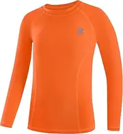 [Runhit] Boys Compression Shirt Kids Long Sleeve Athletic White Undershirt Youth Quick Dry Baselayer for Football Baseball