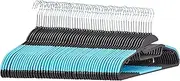 Amazon Basics Non-Slip Heavy Duty Plastic Hanger with Rubber and Horizontal Bar - 50-Pack, Blue