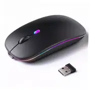 Wireless Bluetooth Mouse, Rechargeable LED Dual Mode Mouse (Bluetooth 5.2 Black