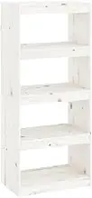 Bookcase & Room Divider | Solid Pinewood Shelf | 60x30x135.5 cm White Standing Shelf for Living Room, Bedroom | Space Saving & Stylish Storage Solution