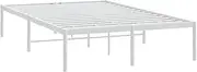 vidaXL Sturdy Metal Bed Frame, Robust Steel Construction, Double Size 137x187 cm, Elegant Industrial Style Bedroom Furniture, White