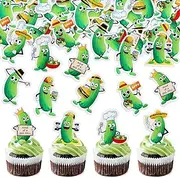 40Pcs Edible Pickle Cupcake Toppers Green Pickles Cucumber Party Decorations Kind of a Big Dill Cupcake Toppers Pickle Theme Baby Shower Kind of A Big Dill Party Supplies