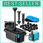 Integrated Pond Filter & Pond Pump Kit with Fountain Nozzles - Koi Safe Solution