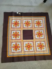 Floral Made In Western Germany Cotton Tablecloth Red Orange New In Packet