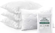 Crizzio® Quilted Pillow Protectors 4 Pack Zipped, Hypoallergenic, Zipped Pillow Protectors Dust Mite Proof, Breathable and Noiseless 100% Microfiber Pillowcase Protectors, UK Standard 50x75 CM
