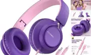 C8 USB-C Headphones Wired - On-Ear Corded Headset with Microphone Purple Pink