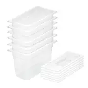 200mm Clear Gastronorm Bain Marie 1/3 Food Tray Storage Set of 6 with Lid