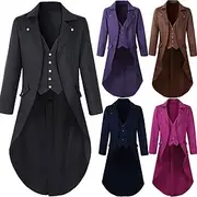 Retro Vintage Punk Gothic Medieval Coat Tuxedo Tailcoat Ren Faire Vampire Knight Ritter Men's Steampunk Halloween Performance Party / Evening LARP Adults' Coa