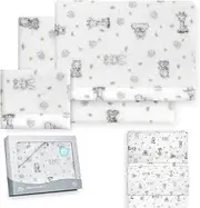 Interbaby Cot Bed Duvet Cover Set 50 x 80 cm Baby - Winter Bedding in Coralina Fabric - Koala Model - Includes Flat Sheet + Flat Sheet + Pillowcase