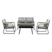 Design Square Cus 4Pc Outdoor Lounge Couch Sofa Setting With Table Black