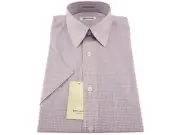 Pierre Cardin Men's Short Sleeve Dress Shirt Lavender Check Size 14 1/2