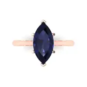 2.50ct Marquise Cut Blue Sapphire Wedding Promise Engagement Ring 14k Rose Gold